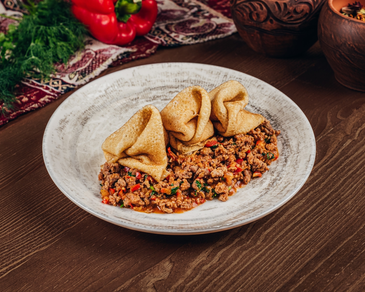 Домашние блинчики с мясом