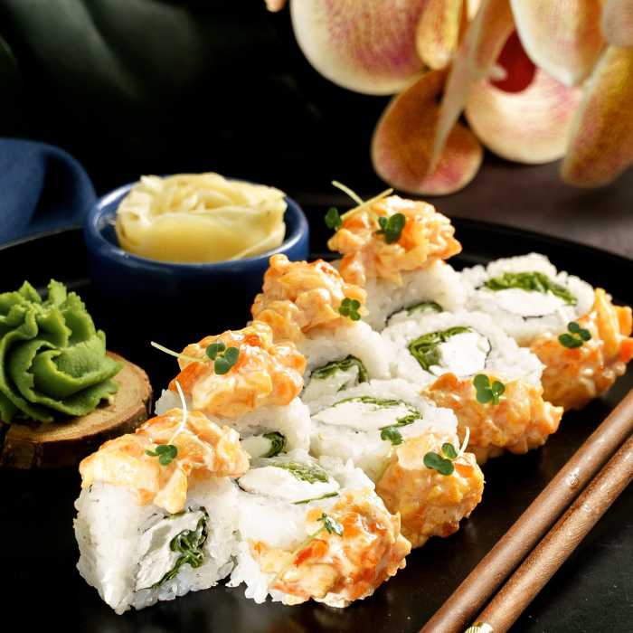 С лососем и персиком