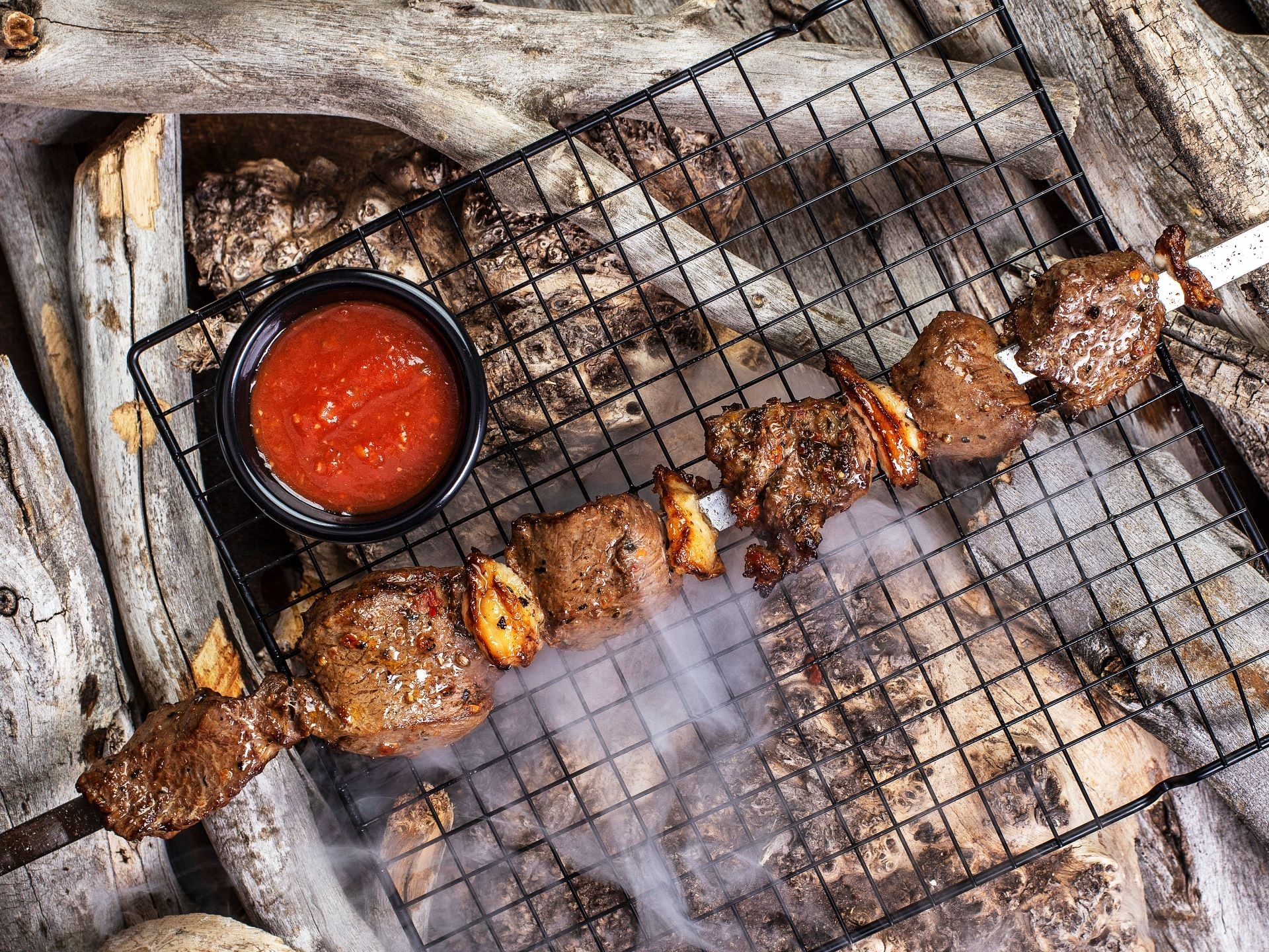 Шашлык из мраморной говяжьей вырезки