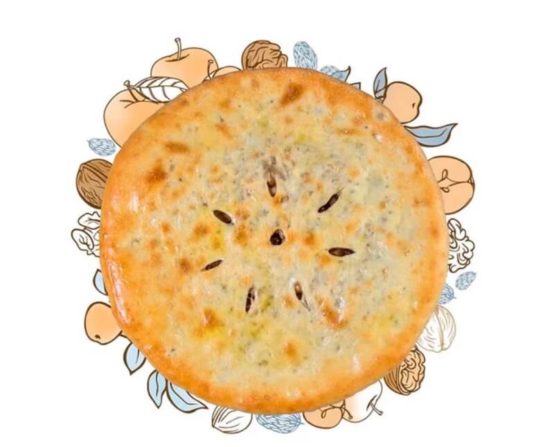Пирог с яблоком, орехом и изюмом