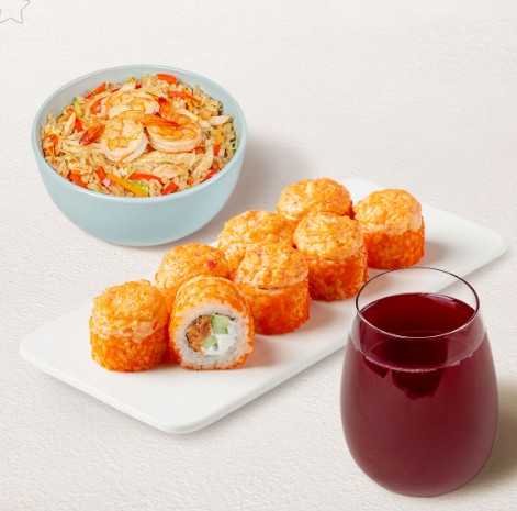 Бизнес-ланч Азиатский M с морсом из черной смородины