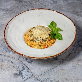 Паста Орзо с креветками и цукини