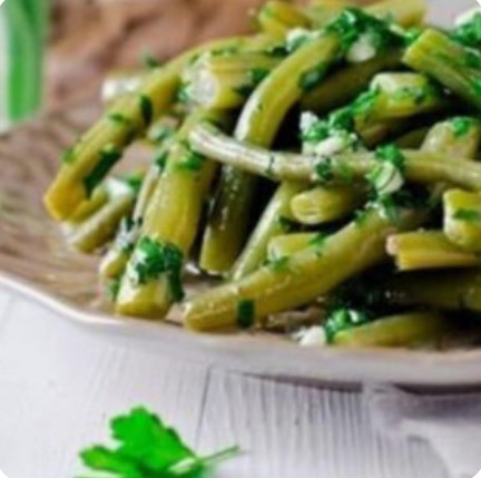 Фасоль зелёная стручковая с яйцом
