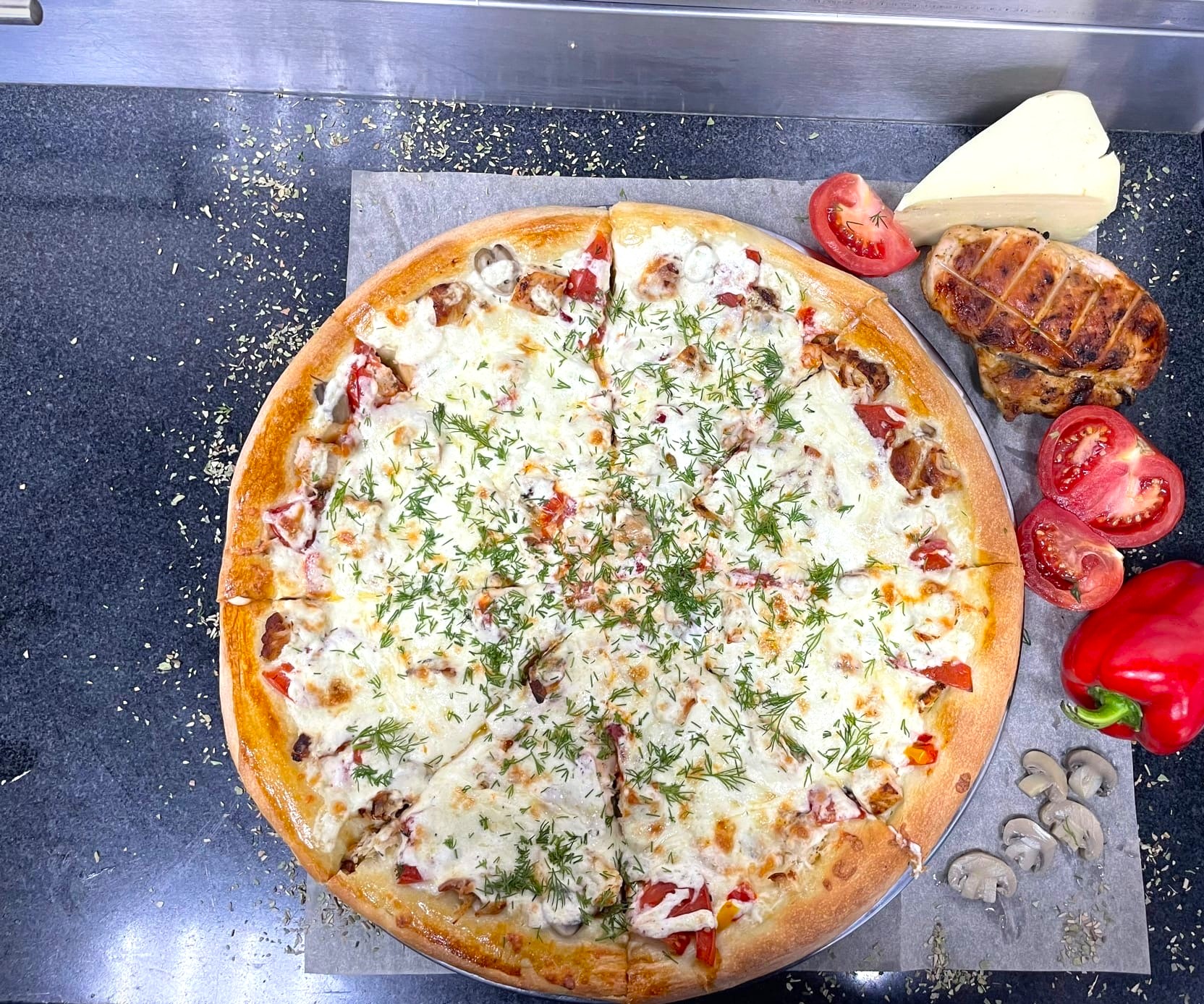 Майями с курицей и грибами