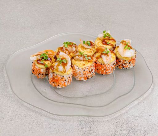 Запеченный ролл со сливочной креветкой