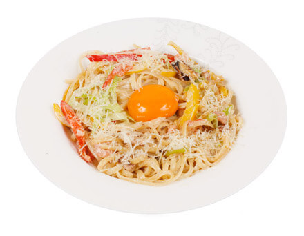 Паста с морепродуктами и кокосовым молок