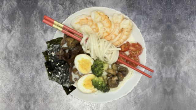 Рамен сливочный с креветкой