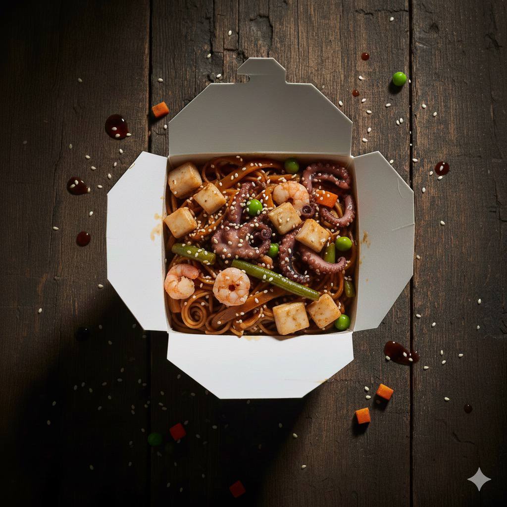 Wok с морепродуктами удон