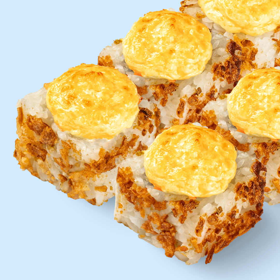 Запечённый с жареным лососем