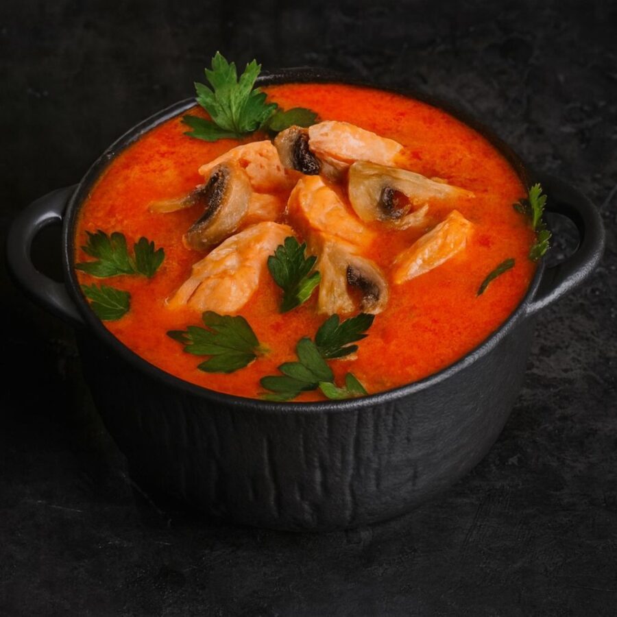 Том ям с лососем