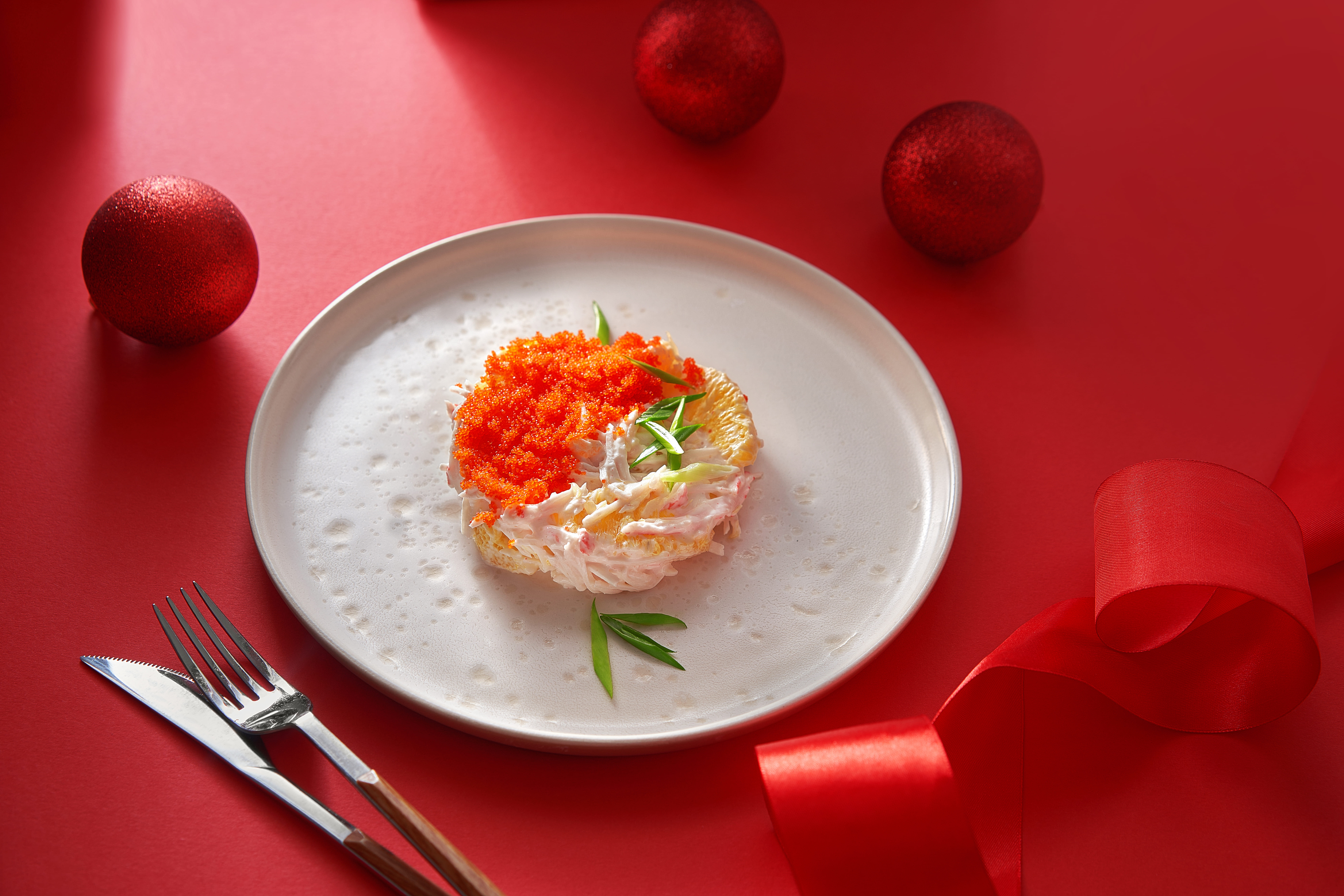 Салат со снежным крабом и апельсином