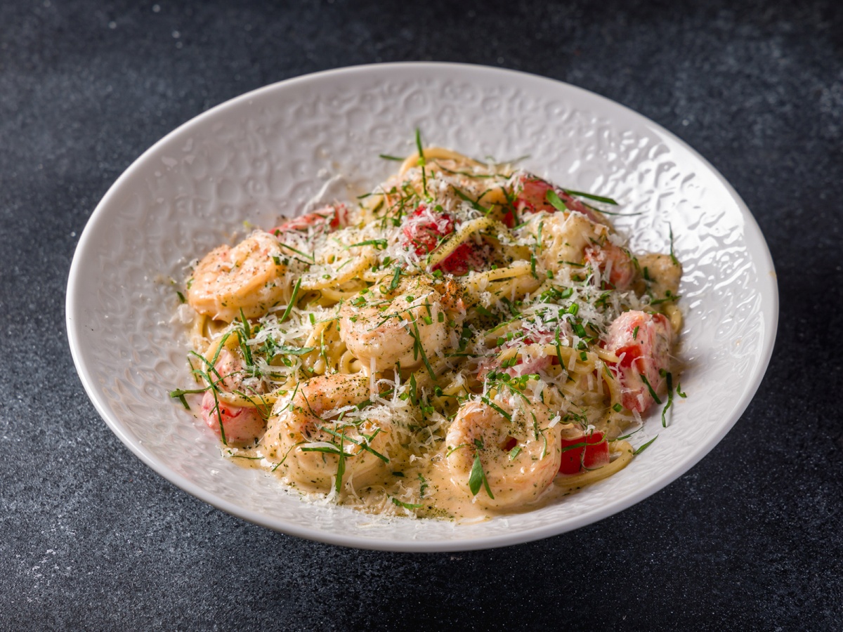 Спагетти с креветками