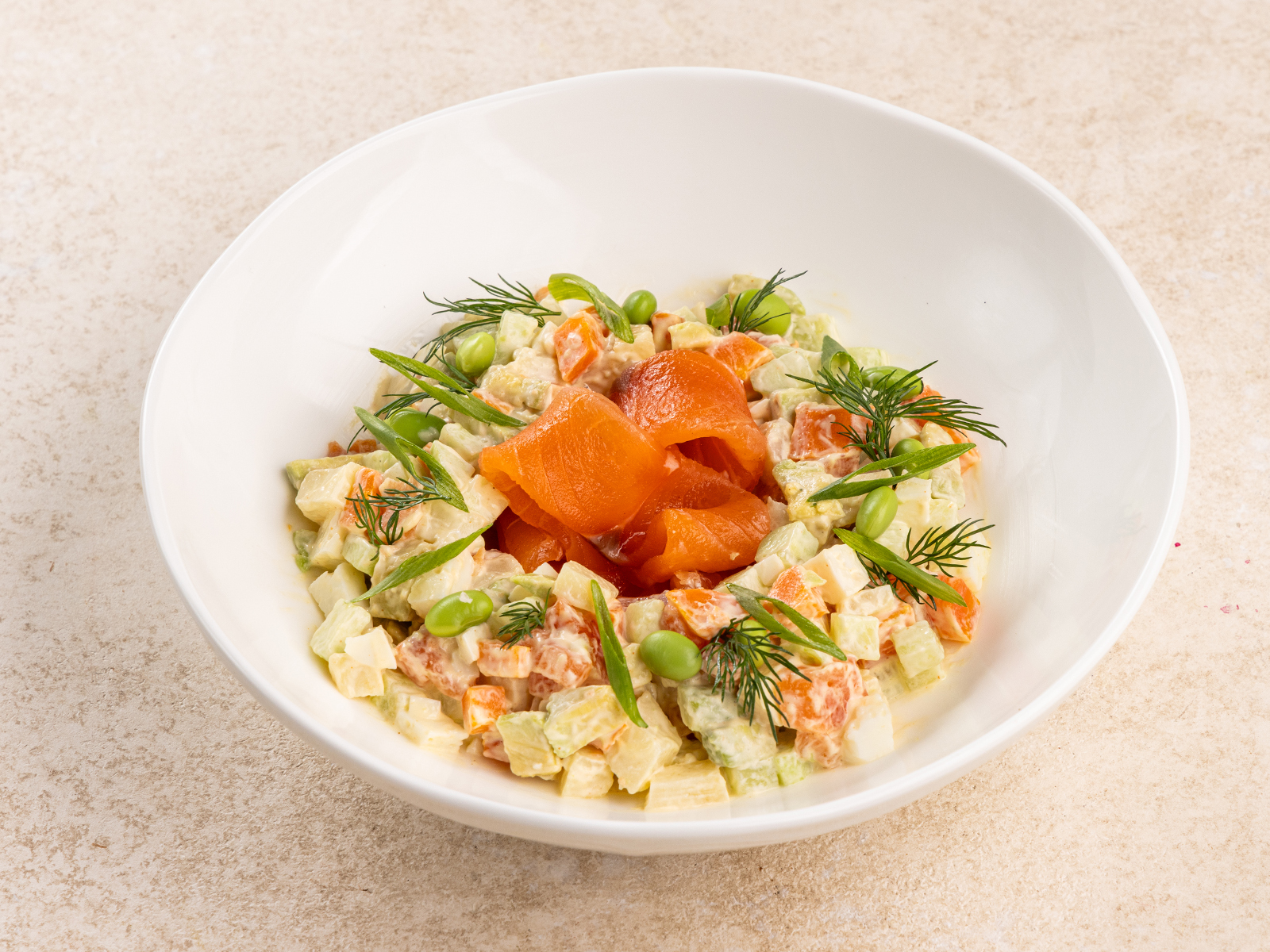 Оливье с лососем