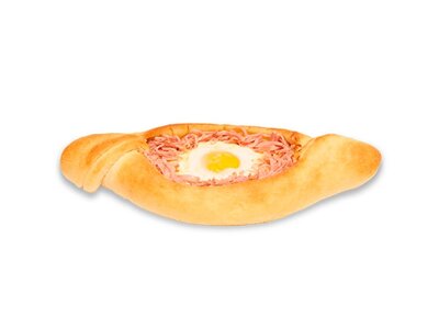 Хачапури по-аджарски с ветчиной и грибами