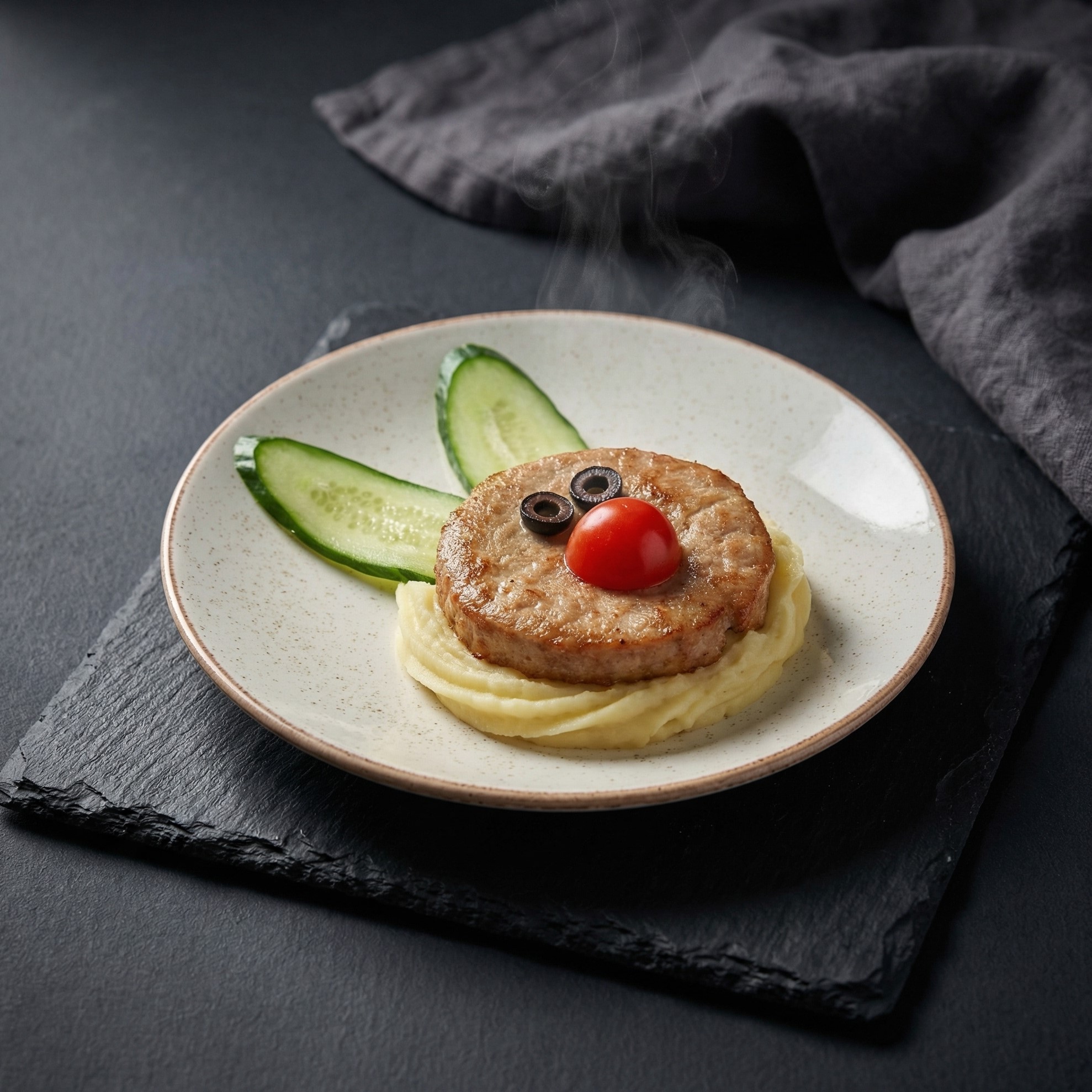 Нежная куриная котлета с картофельным пюре ,,Зайка,,