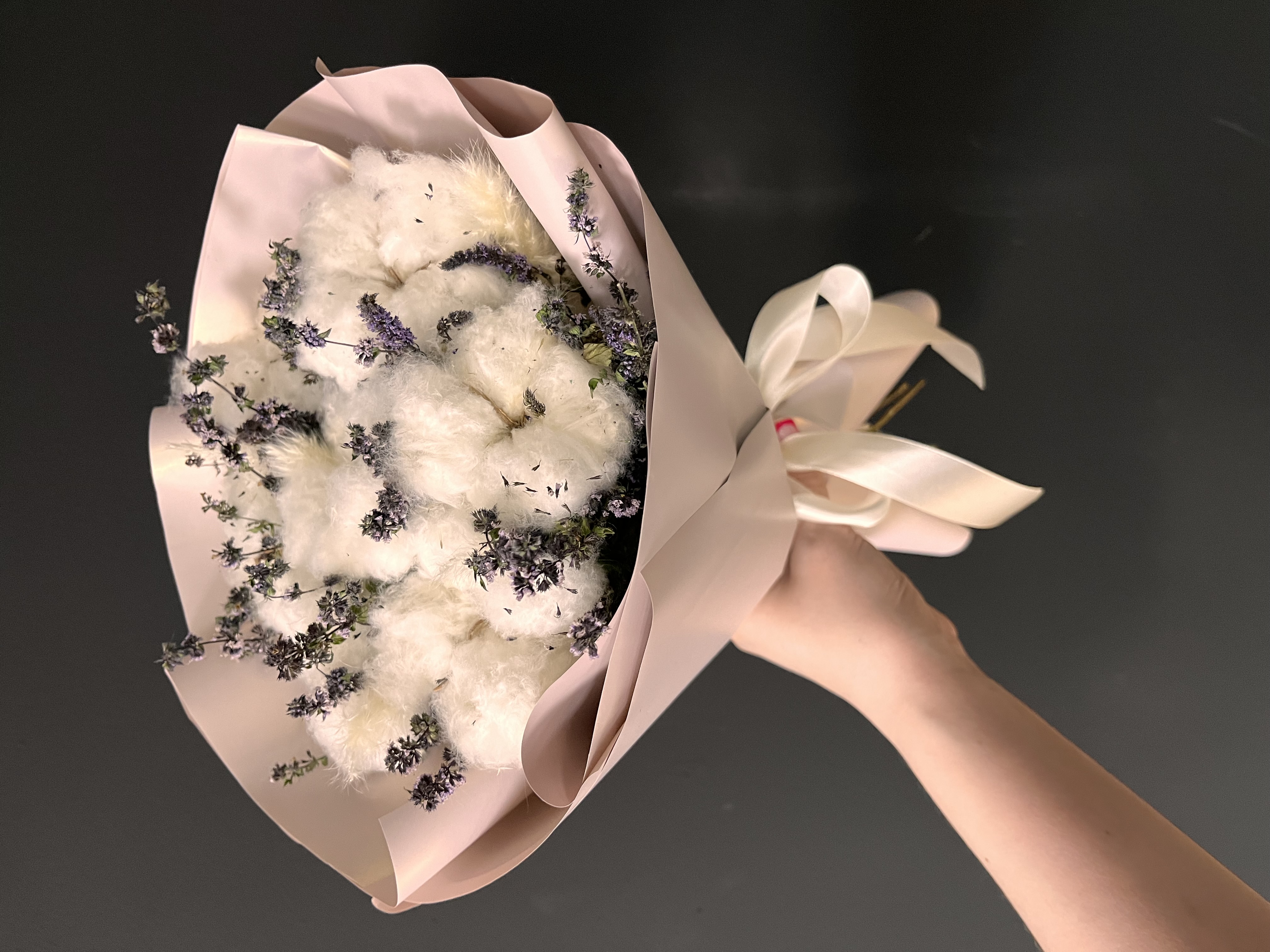 Вечный букет из хлопка с мятой