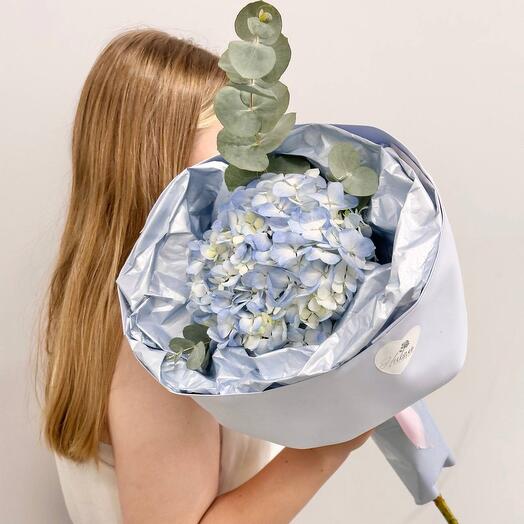Букет «Нежностть встречи» из гортензии и эвкалипта