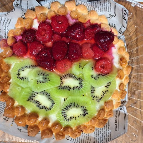 Пирог творожный с фруктами диаметр 20см