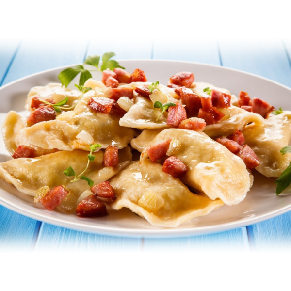 Вареники с картошкой и жареным беконом