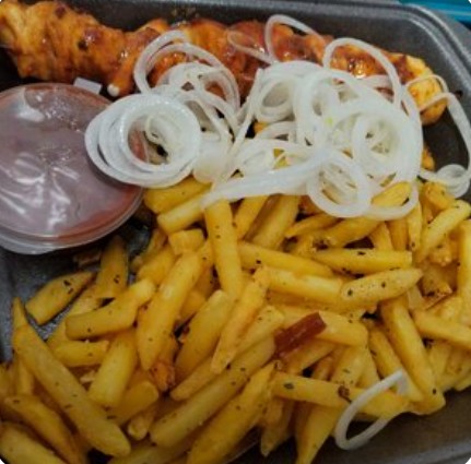 Картошка с шашлыком куриным