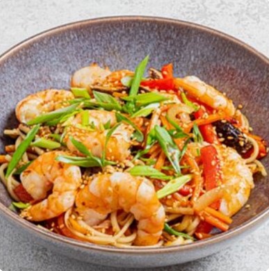 Wok креветка с удоном и терияки-соусом