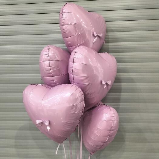 Фонтан из шаров - "Розовые сердца"