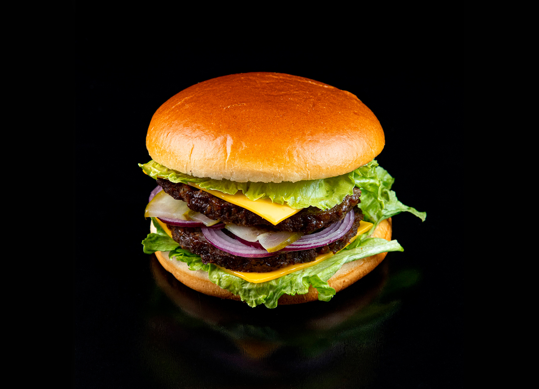 Бургер двойной с булочкой бриошь