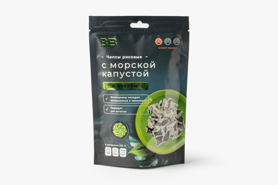 Чипсы рисовые с морской капустой и васаби, 20 г