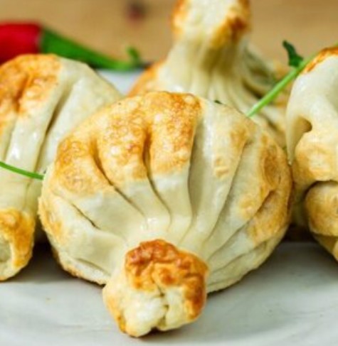 Хинкали жареные со свининой и говядиной