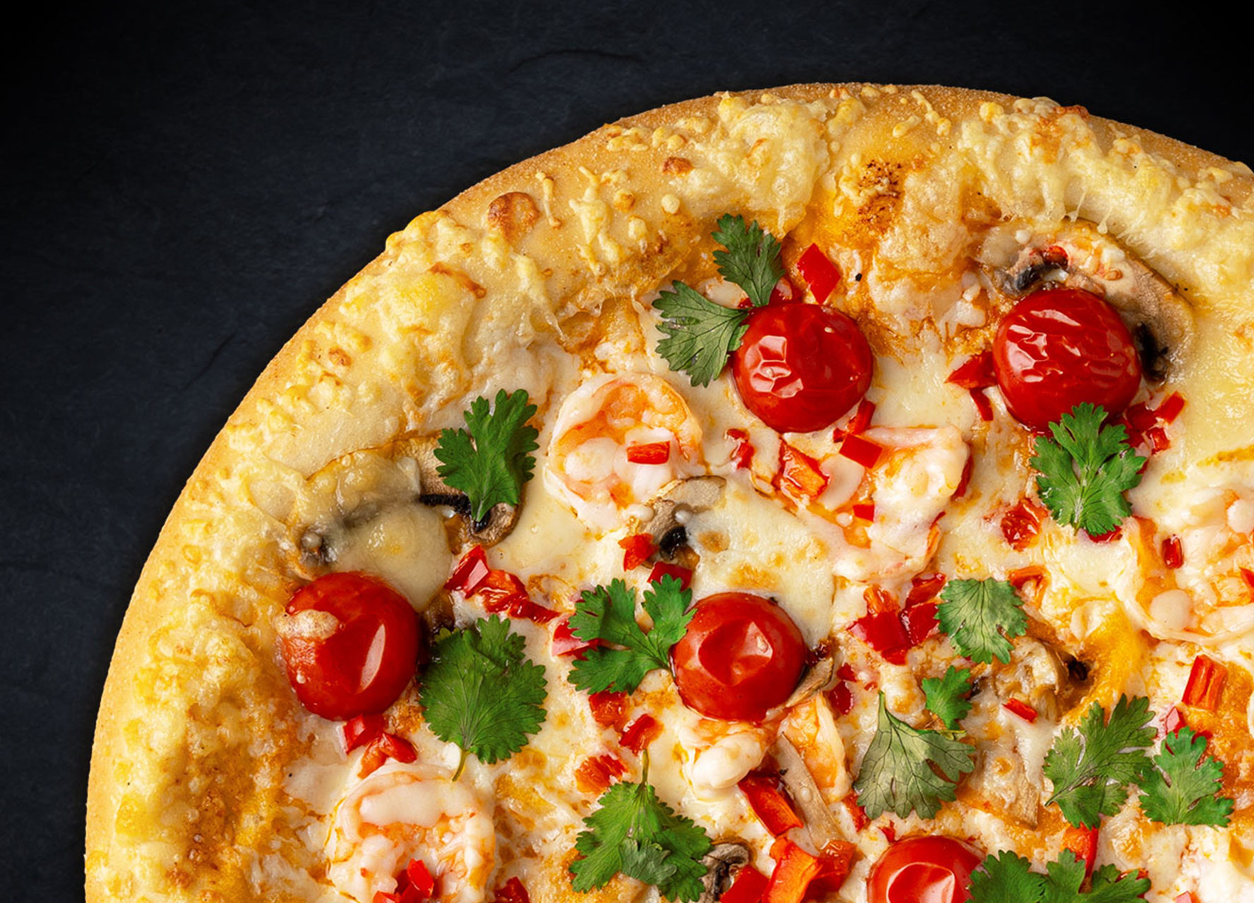 Том ям с креветками 30 см (толстое с сыром)