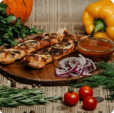 Люля-кебаб из говядины с сыром моцарелла и грибами