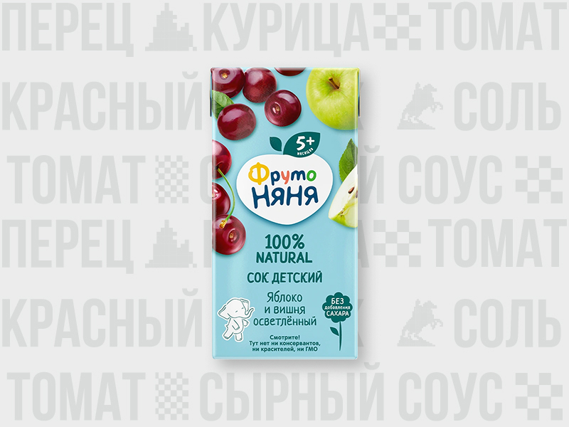 Сок ФрутоНяня яблоко, вишня, 0.2л