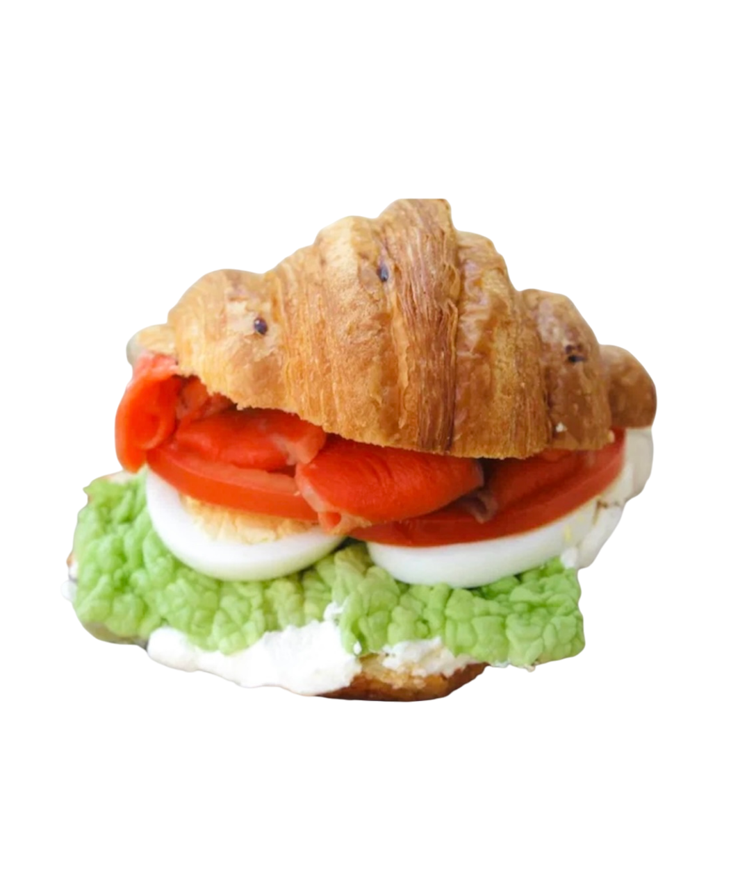 Круассан с красной рыбой и творожным соусом