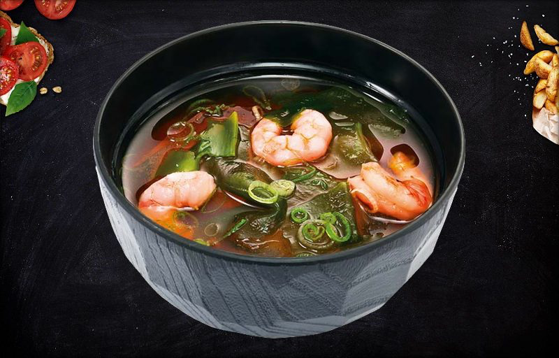 Мисо с креветкой и яйцом
