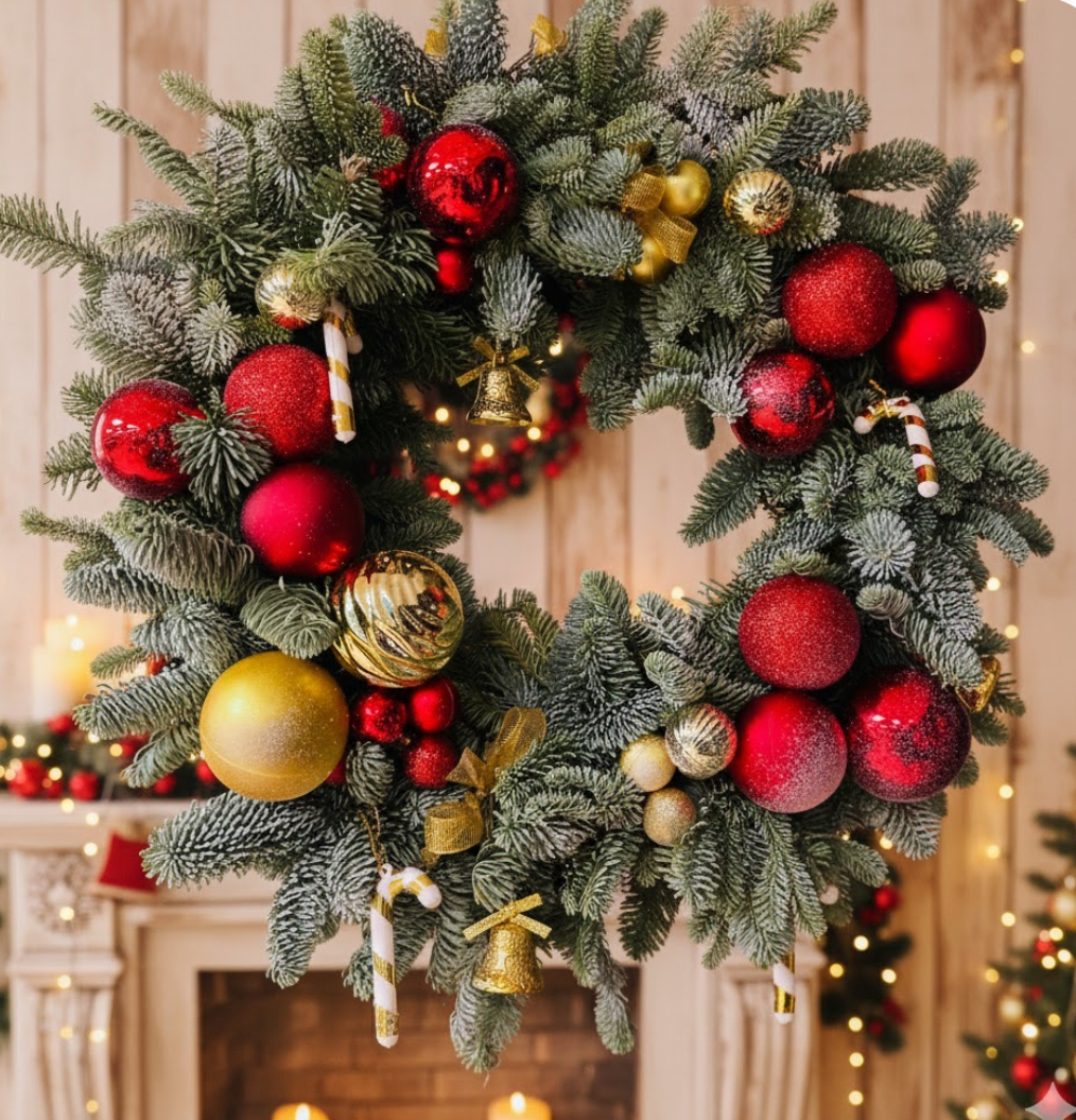 Венок из Нобилиса и новогодние игрушки