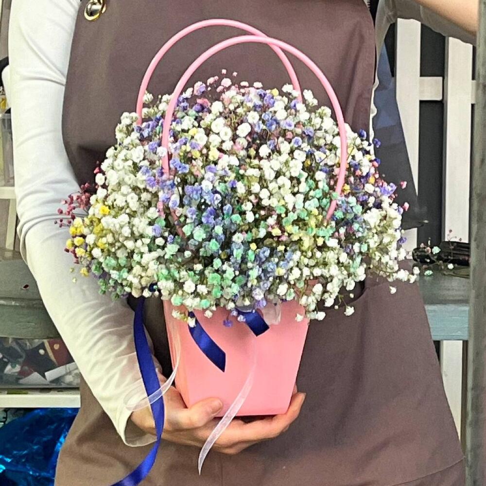 Сумочка с радужной гипсофилой