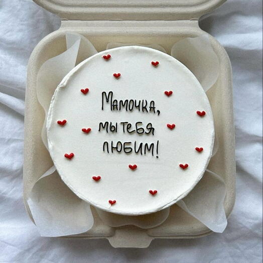 Бенто-торт «Мамочка, мы тебя любим!» (сникерс с арахисом)