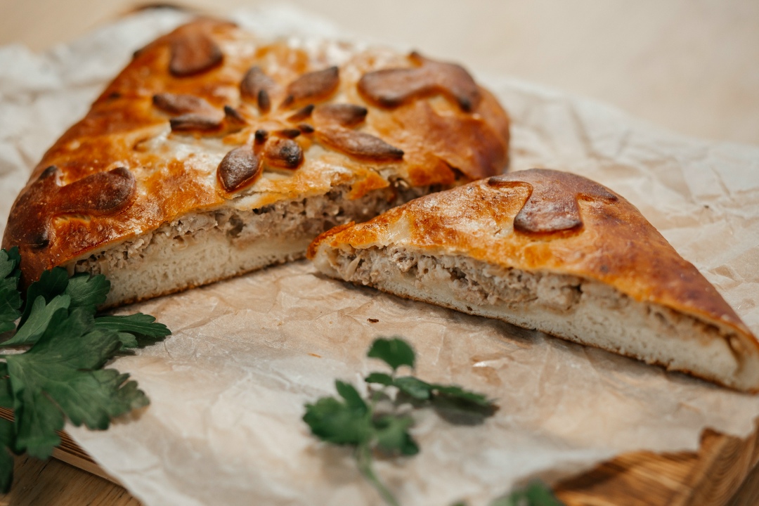 Пирог с курой и грибами