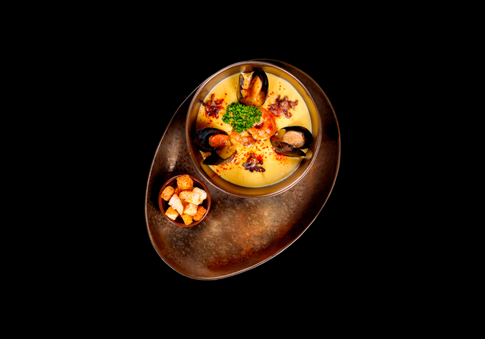 Сырный суп с морепродуктами