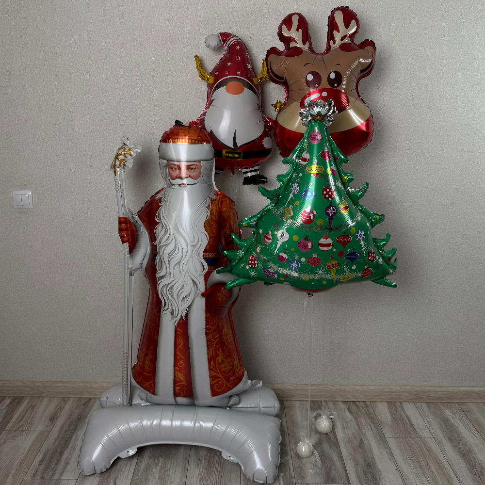 Дед Мороз, Новогодняя ёлочка, Оленёнок, Гномик (шарики на Новый Год)