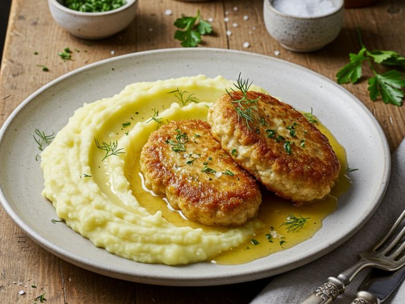 Куриная котлета с картофельным пюре