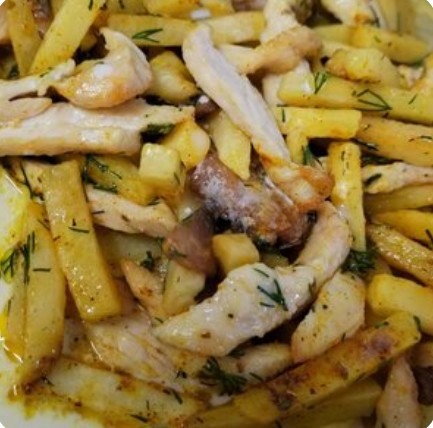 Картошка с грибами и курицей