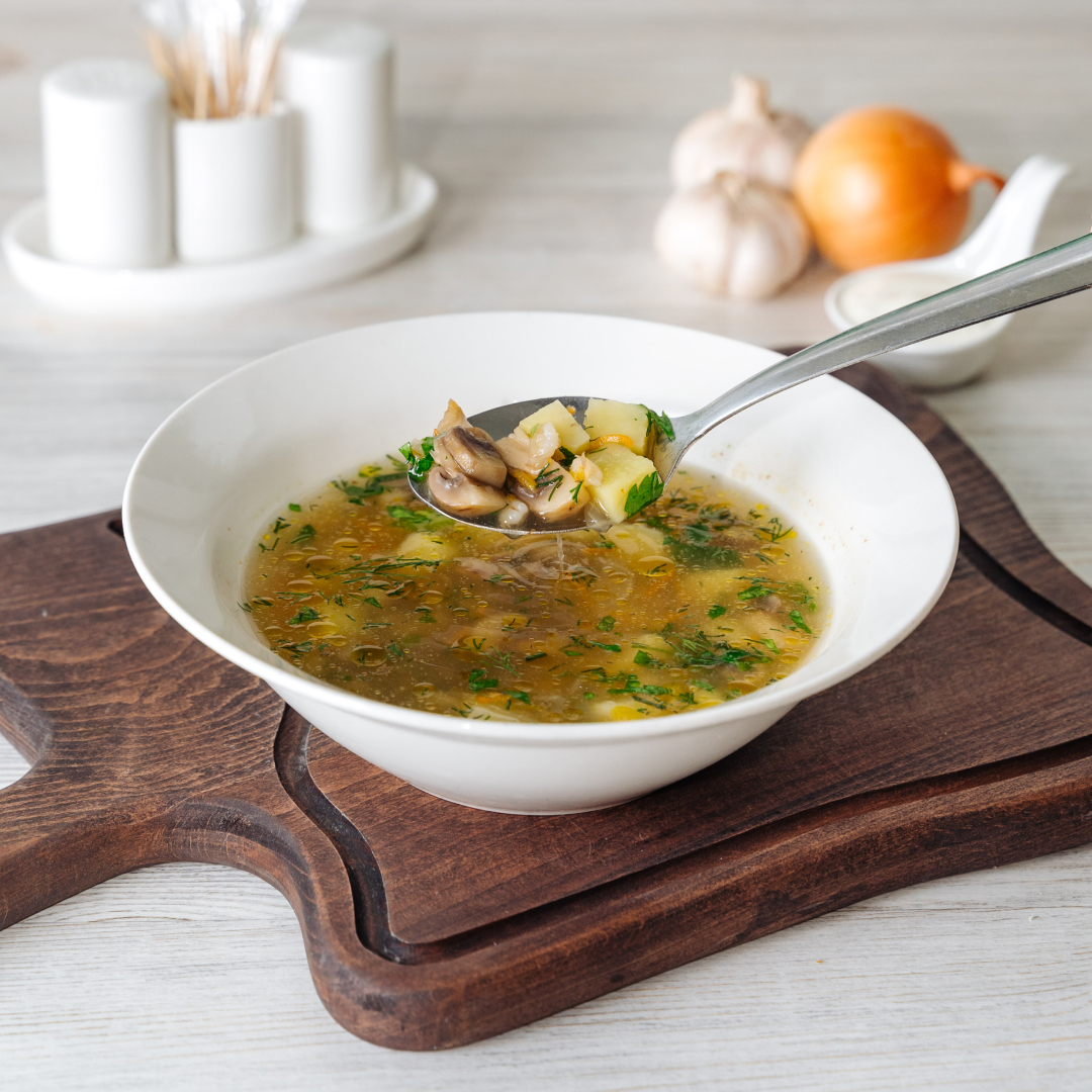 Суп с перловой крупой и шампиньонами