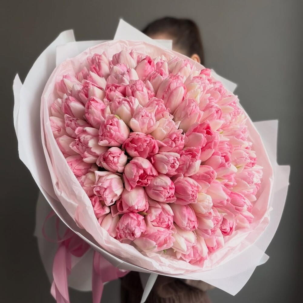 101 розовый тюльпан