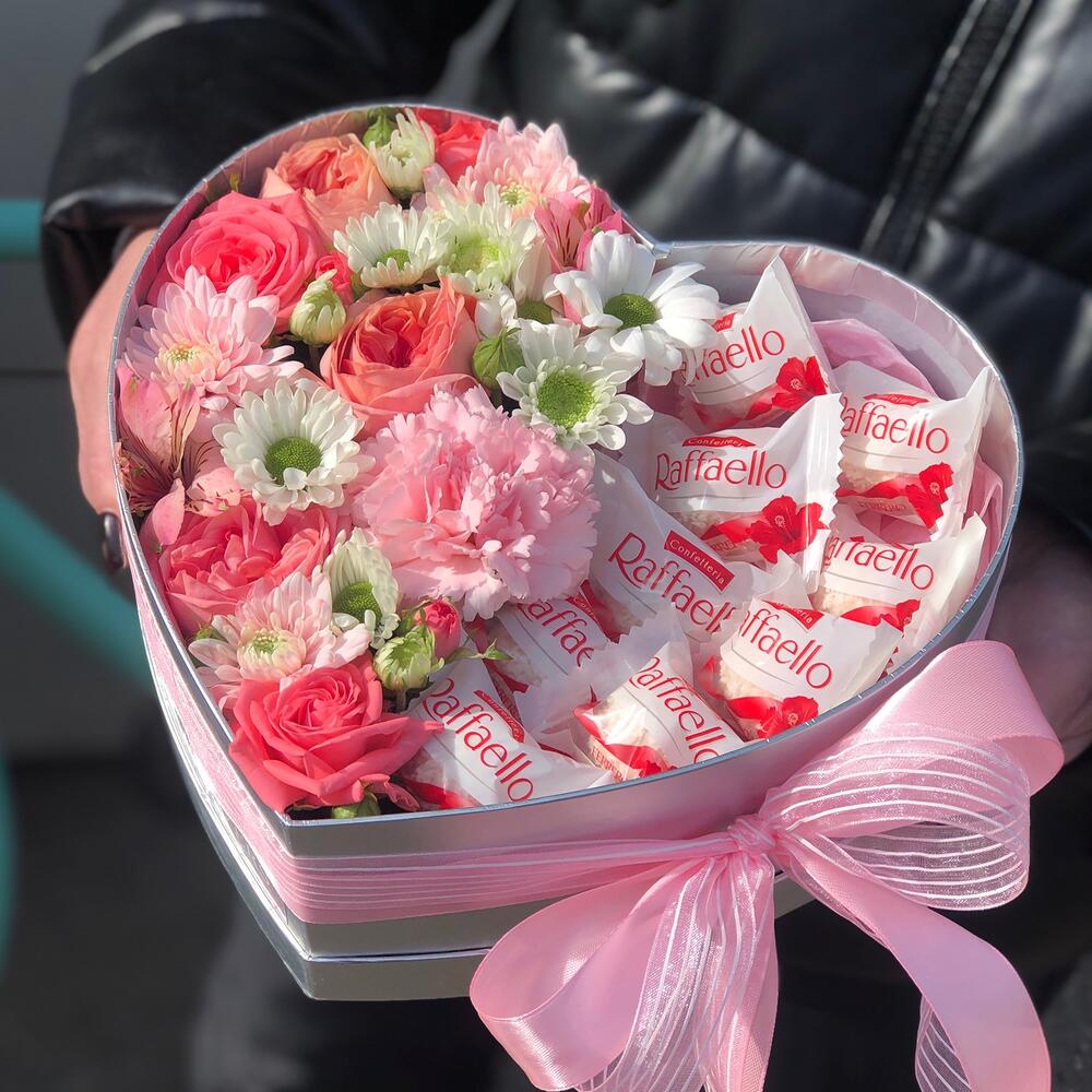 Сердце цветы + рафаэлло