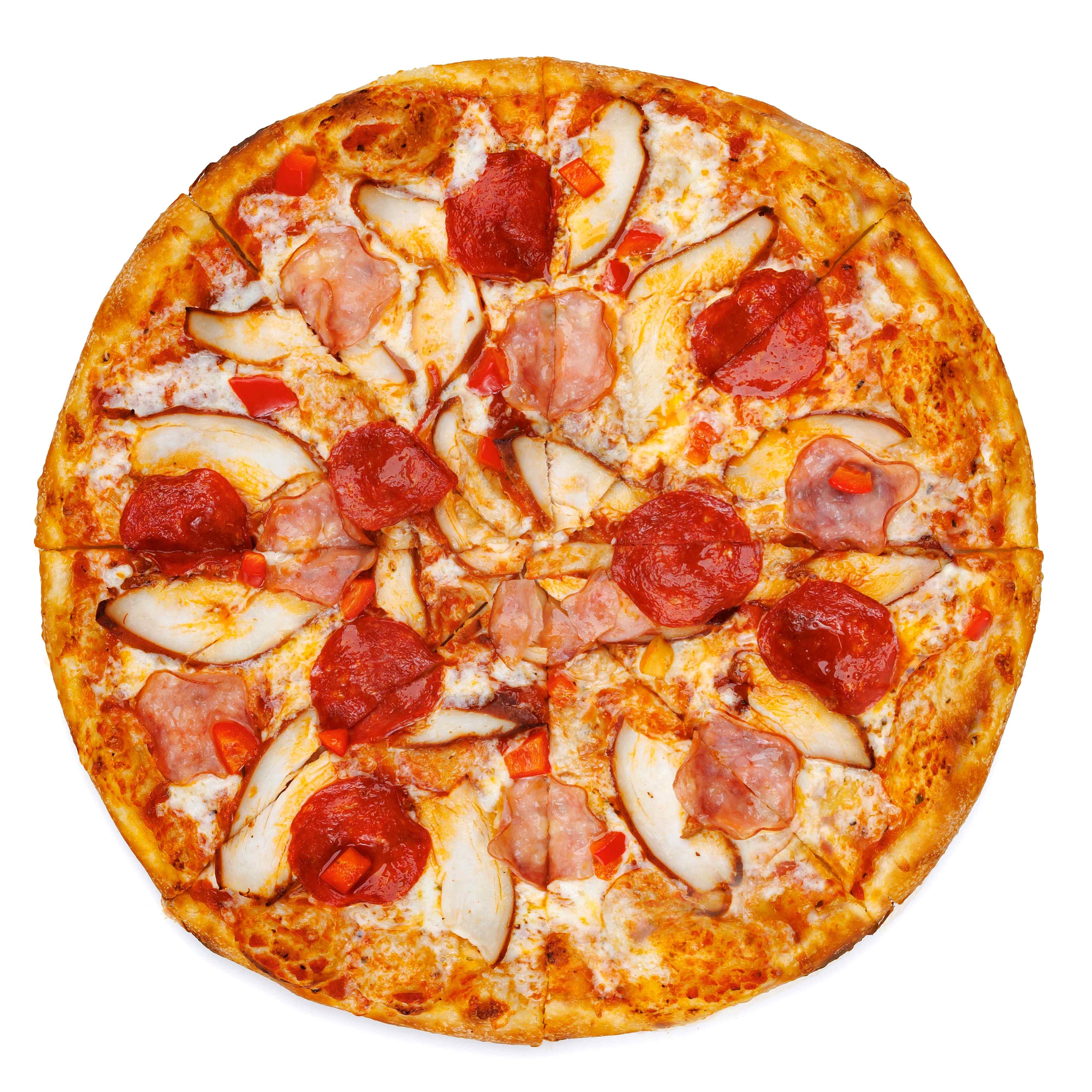 Копченой курицей ветчиной и пепперони 34 см