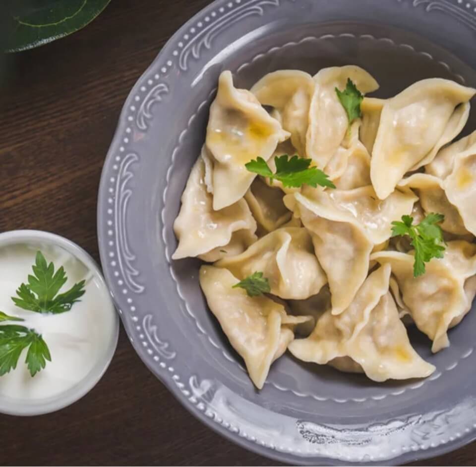 Вареники с творогом и зеленью