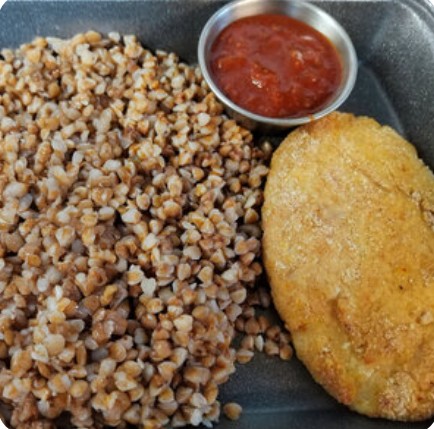 Гречка с куриным шницелем