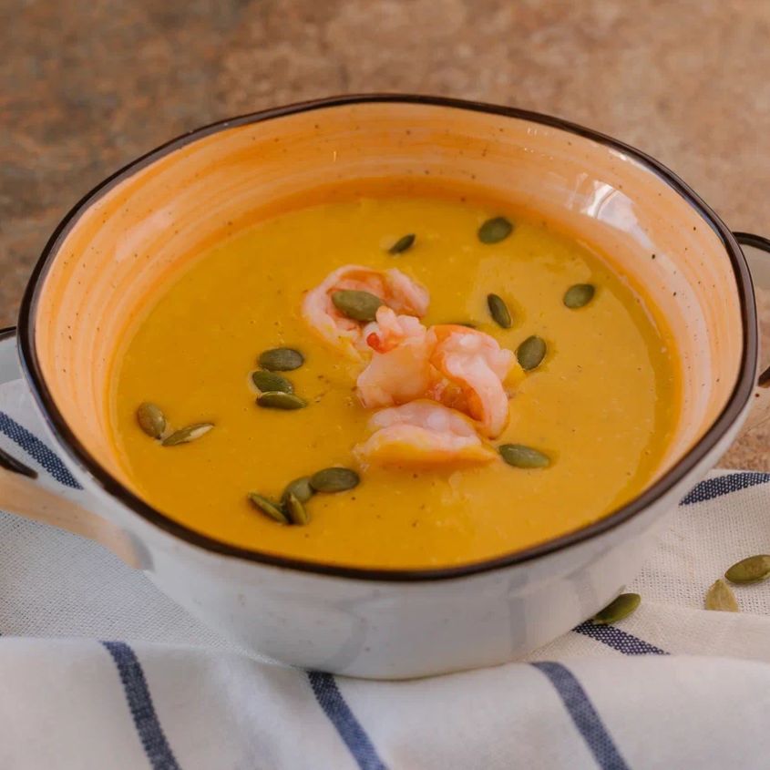 Суп тыквенный с креветкой