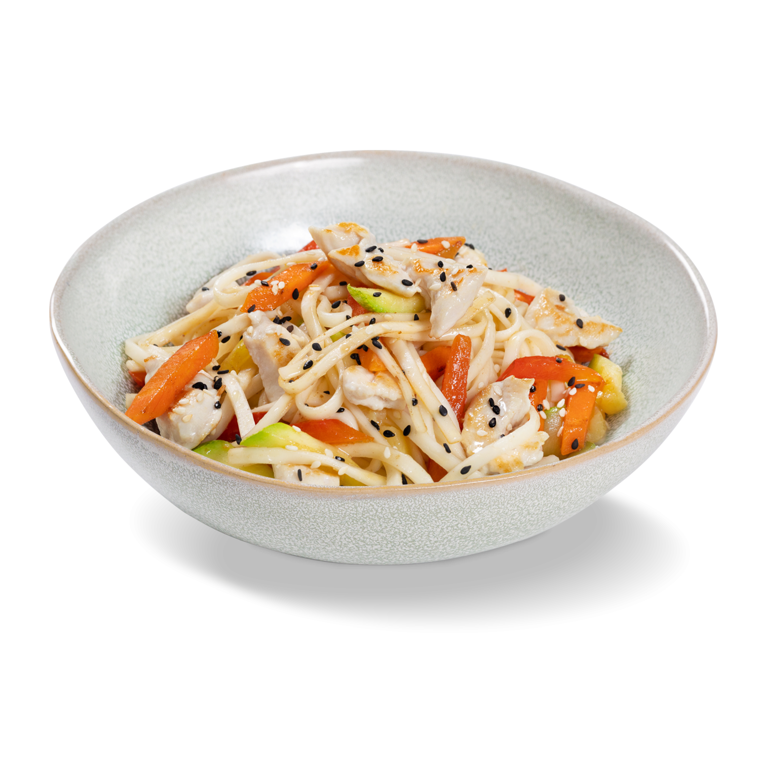 Лапша удон с курицей и овощами с соусом терияки